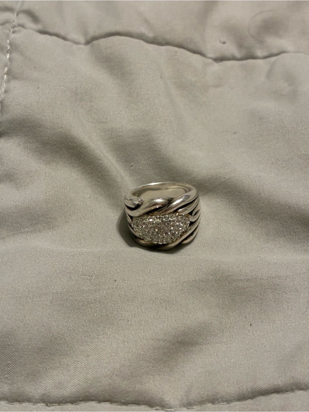 Sterling Silver Pavé Crystal Dome Ring